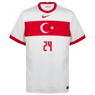 Lapset Turkin Jalkapallomaajoukkue Kerem Akturkoglu #24 Kotipaita Valkoinen 2021 Lyhythihainen Paita
