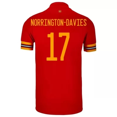 Lapset Walesin Jalkapallomaajoukkue Rhys Norrington-davies #17 Kotipaita Punainen 2021 Lyhythihainen Paita