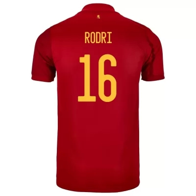 Miesten Espanjan jalkapallomaajoukkue Rodri #16 Kotipaita Punainen 2021 Lyhythihainen Paita