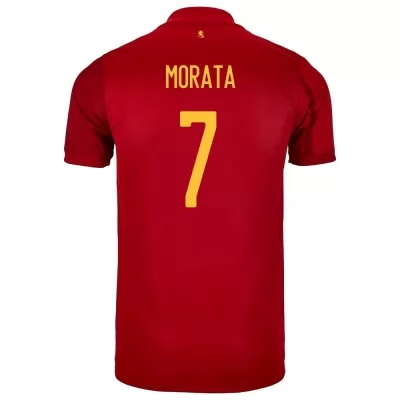 Lapset Espanjan jalkapallomaajoukkue Alvaro Morata #7 Kotipaita Punainen 2021 Lyhythihainen Paita