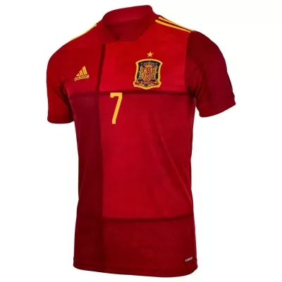 Lapset Espanjan Jalkapallomaajoukkue Alvaro Morata #7 Kotipaita Punainen 2021 Lyhythihainen Paita
