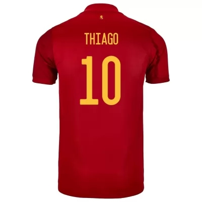Miesten Espanjan jalkapallomaajoukkue Thiago #10 Kotipaita Punainen 2021 Lyhythihainen Paita