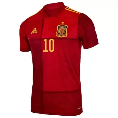 Lapset Espanjan Jalkapallomaajoukkue Thiago #10 Kotipaita Punainen 2021 Lyhythihainen Paita