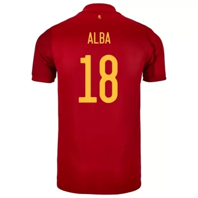 Naisten Espanjan jalkapallomaajoukkue Jordi Alba #18 Kotipaita Punainen 2021 Lyhythihainen Paita