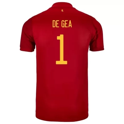 Lapset Espanjan jalkapallomaajoukkue David de Gea #1 Kotipaita Punainen 2021 Lyhythihainen Paita