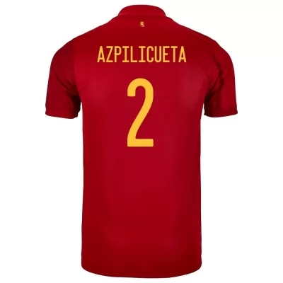 Lapset Espanjan jalkapallomaajoukkue Cesar Azpilicueta #2 Kotipaita Punainen 2021 Lyhythihainen Paita