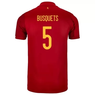 Miesten Espanjan jalkapallomaajoukkue Sergio Busquets #5 Kotipaita Punainen 2021 Lyhythihainen Paita