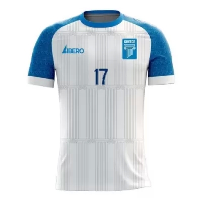 Miesten Kreikan Jalkapallomaajoukkue Christos Tzolis #17 Kotipaita Valkoinen 2021 Lyhythihainen Paita