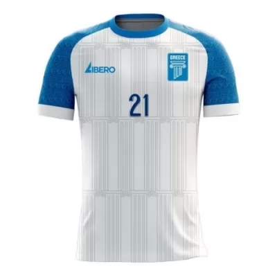 Lapset Kreikan Jalkapallomaajoukkue Konstantinos Tsimikas #21 Kotipaita Valkoinen 2021 Lyhythihainen Paita