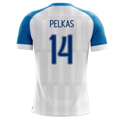 Lapset Kreikan Jalkapallomaajoukkue Dimitrios Pelkas #14 Kotipaita Valkoinen 2021 Lyhythihainen Paita