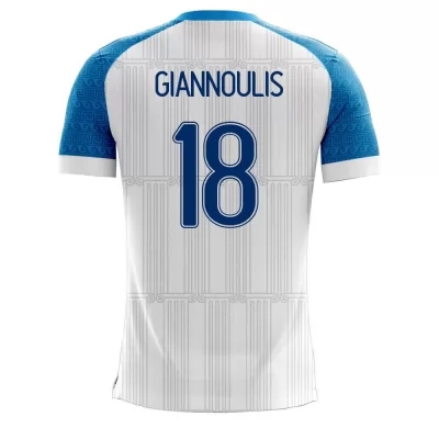 Lapset Kreikan Jalkapallomaajoukkue Dimitrios Giannoulis #18 Kotipaita Valkoinen 2021 Lyhythihainen Paita