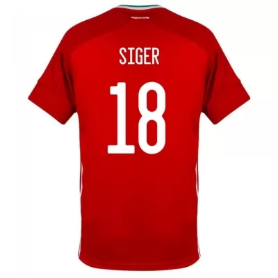 Lapset Unkarin Jalkapallomaajoukkue David Siger #18 Kotipaita Punainen 2021 Lyhythihainen Paita