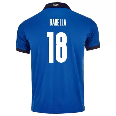 Miesten Italian jalkapallomaajoukkue Nicolo Barella #18 Kotipaita Sininen 2021 Lyhythihainen Paita