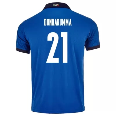 Lapset Italian jalkapallomaajoukkue Gianluigi Donnarumma #21 Kotipaita Sininen 2021 Lyhythihainen Paita