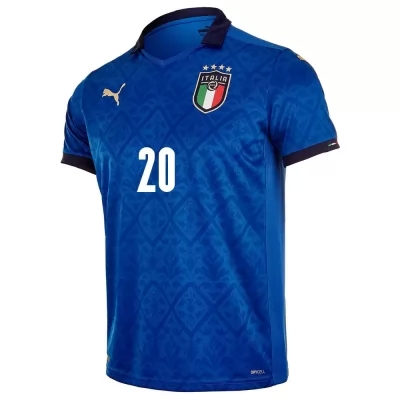 Lapset Italian Jalkapallomaajoukkue Federico Bernardeschi #20 Kotipaita Sininen 2021 Lyhythihainen Paita