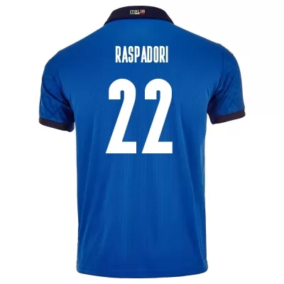 Naisten Italian jalkapallomaajoukkue Giacomo Raspadori #22 Kotipaita Sininen 2021 Lyhythihainen Paita