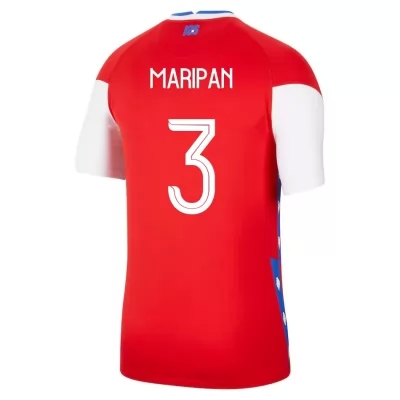 Naisten Chilen Jalkapallomaajoukkue Guillermo Maripan #3 Kotipaita Punainen 2021 Lyhythihainen Paita
