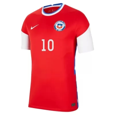 Lapset Chilen Jalkapallomaajoukkue Alexis Sanchez #10 Kotipaita Punainen 2021 Lyhythihainen Paita