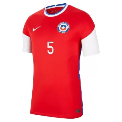Lapset Chilen Jalkapallomaajoukkue Enzo Roco #5 Kotipaita Punainen 2021 Lyhythihainen Paita