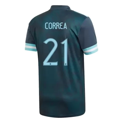 Naisten Argentiinan jalkapallomaajoukkue Angel Correa #21 Vieraspaita Tummansininen 2021 Lyhythihainen Paita