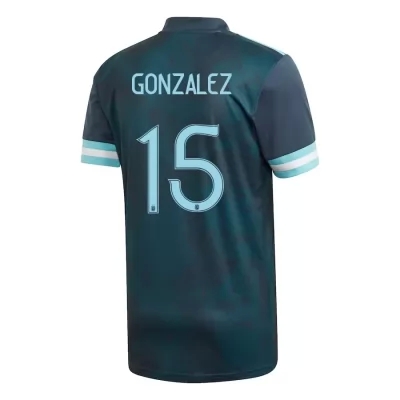 Naisten Argentiinan Jalkapallomaajoukkue Nicolas Gonzalez #15 Vieraspaita Tummansininen 2021 Lyhythihainen Paita