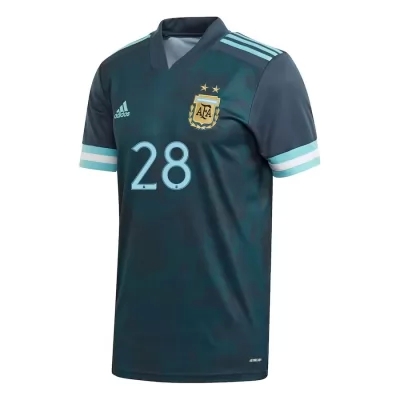 Naisten Argentiinan Jalkapallomaajoukkue Juan Musso #28 Vieraspaita Tummansininen 2021 Lyhythihainen Paita