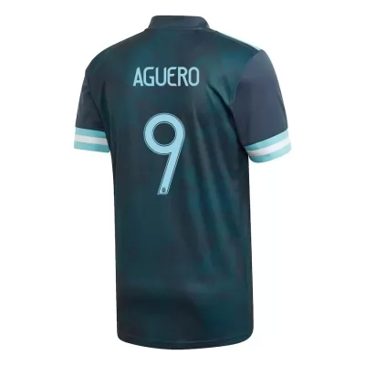 Miesten Argentiinan jalkapallomaajoukkue Sergio Aguero #9 Vieraspaita Tummansininen 2021 Lyhythihainen Paita
