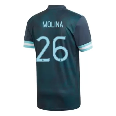 Naisten Argentiinan jalkapallomaajoukkue Nahuel Molina #26 Vieraspaita Tummansininen 2021 Lyhythihainen Paita