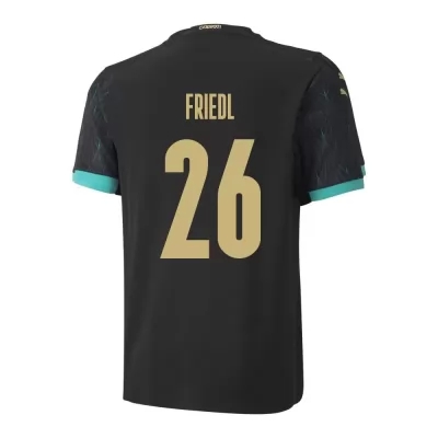 Naisten Itävallan jalkapallomaajoukkue Marco Friedl #26 Vieraspaita Musta 2021 Lyhythihainen Paita