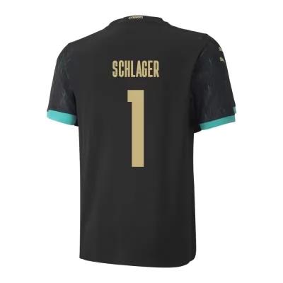 Naisten Itävallan Jalkapallomaajoukkue Alexander Schlager #1 Vieraspaita Musta 2021 Lyhythihainen Paita