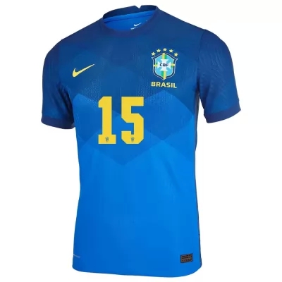 Naisten Brasilian Jalkapallomaajoukkue Fabinho #15 Vieraspaita Sininen 2021 Lyhythihainen Paita