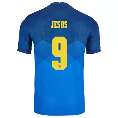 Lapset Brasilian jalkapallomaajoukkue Gabriel Jesus #9 Vieraspaita Sininen 2021 Lyhythihainen Paita
