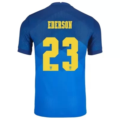 Lapset Brasilian jalkapallomaajoukkue Ederson #23 Vieraspaita Sininen 2021 Lyhythihainen Paita