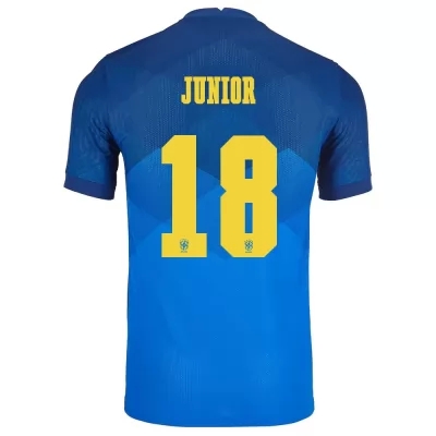 Naisten Brasilian jalkapallomaajoukkue Vinicius Junior #18 Vieraspaita Sininen 2021 Lyhythihainen Paita