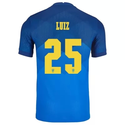 Lapset Brasilian jalkapallomaajoukkue Douglas Luiz #25 Vieraspaita Sininen 2021 Lyhythihainen Paita