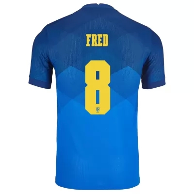 Lapset Brasilian jalkapallomaajoukkue Fred #8 Vieraspaita Sininen 2021 Lyhythihainen Paita