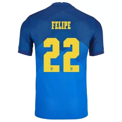 Miesten Brasilian jalkapallomaajoukkue Felipe #22 Vieraspaita Sininen 2021 Lyhythihainen Paita