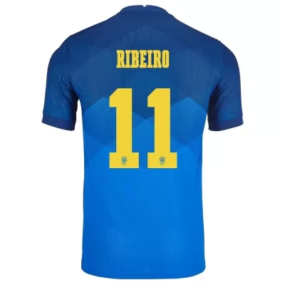 Lapset Brasilian jalkapallomaajoukkue Everton Ribeiro #11 Vieraspaita Sininen 2021 Lyhythihainen Paita