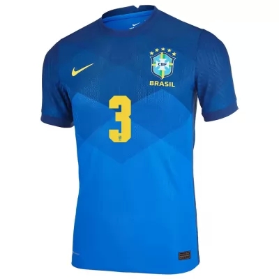 Naisten Brasilian Jalkapallomaajoukkue Thiago Silva #3 Vieraspaita Sininen 2021 Lyhythihainen Paita