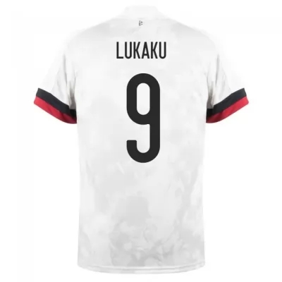 Miesten Belgian jalkapallomaajoukkue Romelu Lukaku #9 Vieraspaita Valkoinen musta 2021 Lyhythihainen Paita