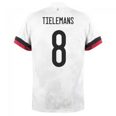 Lapset Belgian jalkapallomaajoukkue Youri Tielemans #8 Vieraspaita Valkoinen musta 2021 Lyhythihainen Paita