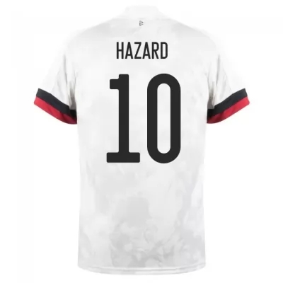 Miesten Belgian jalkapallomaajoukkue Eden Hazard #10 Vieraspaita Valkoinen musta 2021 Lyhythihainen Paita