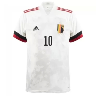 Lapset Belgian Jalkapallomaajoukkue Eden Hazard #10 Vieraspaita Valkoinen Musta 2021 Lyhythihainen Paita