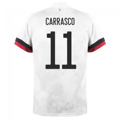 Miesten Belgian jalkapallomaajoukkue Yannick Carrasco #11 Vieraspaita Valkoinen musta 2021 Lyhythihainen Paita