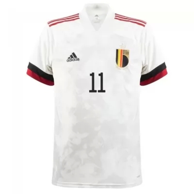Naisten Belgian Jalkapallomaajoukkue Yannick Carrasco #11 Vieraspaita Valkoinen Musta 2021 Lyhythihainen Paita