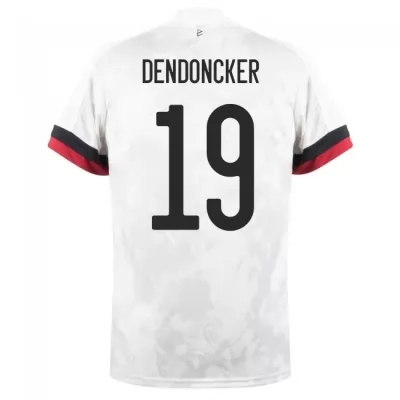 Naisten Belgian Jalkapallomaajoukkue Leander Dendoncker #19 Vieraspaita Valkoinen Musta 2021 Lyhythihainen Paita