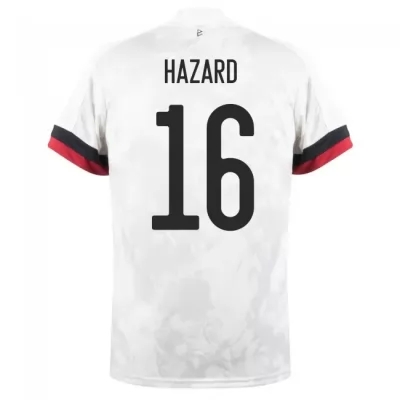 Naisten Belgian jalkapallomaajoukkue Thorgan Hazard #16 Vieraspaita Valkoinen musta 2021 Lyhythihainen Paita