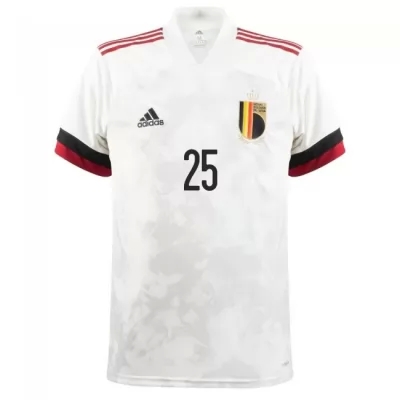 Naisten Belgian Jalkapallomaajoukkue Jeremy Doku #25 Vieraspaita Valkoinen Musta 2021 Lyhythihainen Paita
