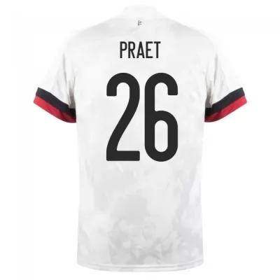 Lapset Belgian jalkapallomaajoukkue Dennis Praet #26 Vieraspaita Valkoinen musta 2021 Lyhythihainen Paita