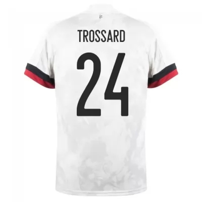 Naisten Belgian Jalkapallomaajoukkue Leandro Trossard #24 Vieraspaita Valkoinen Musta 2021 Lyhythihainen Paita